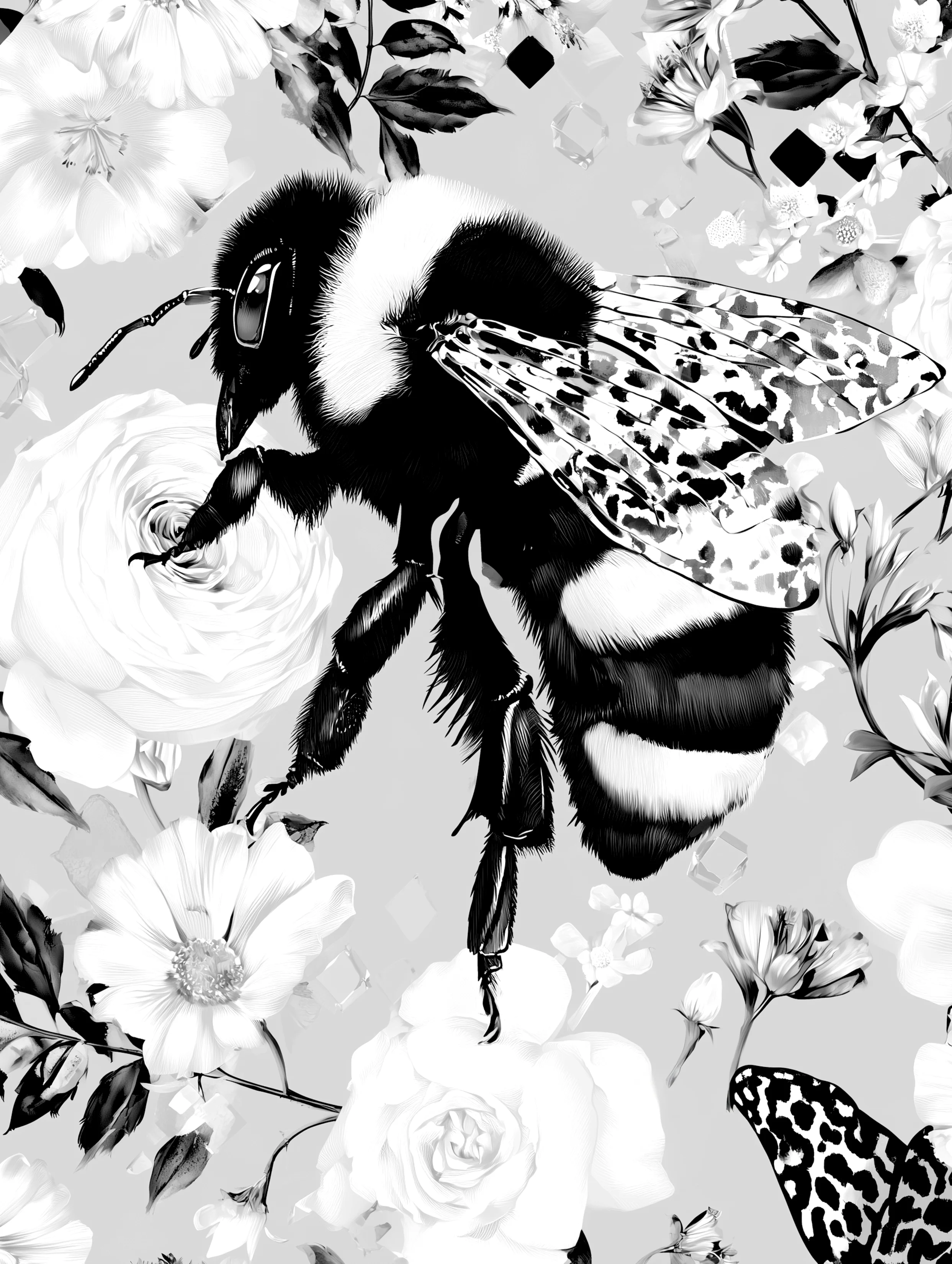 Free printable bee coloring page for adults featuring focus climbing bee